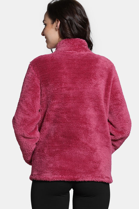 Zivame Soft Snuggles Fur Sweatshirt - Beet Red — image 4